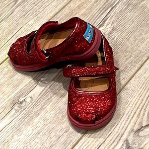 Red Sparkle Glitter Toms - Mary Jane